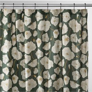 Schoolhouse Blooming Field Green and Cream Floral Shower Curtain
